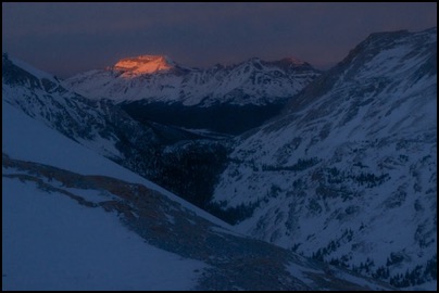 Last rays of Sun - the view from Bow hut Rocky Mountains, Wapta icefield - photo Tomasz http://rdvnature.com - rendez vous nature & aventure